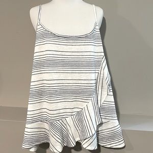 Maurices navy and white ruffle tank
